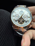 冠琴（GUANQIN）手表男机械表全自动镂空飞轮瑞士品质防水夜光皮带男士双日历手表 间金白面 实拍图