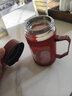 玻璃水杯商务杯大容量男女生带盖泡茶杯家用含茶隔把手杯 商务把手杯红色 500ml 1只 实拍图