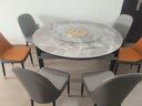 奥利克丝 亮光岩板餐桌椅组合 现代简约实木餐桌可伸缩折叠圆桌吃饭桌子 亮光雪山白-黑白框架轻奢皮椅款 1.35米 一桌六椅【12MM加厚岩板】 实拍图