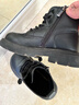 百丽童鞋冬季儿童靴子女童时尚皮靴宝宝保暖加绒马丁靴 黑色32码 实拍图