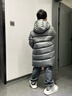保姆鹅  【风墙】儿童羽绒服宝宝中长款护脸加厚外套保暖童装[NG2664] 大象灰 150 实拍图