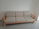 源氏木语全实木沙发新中式小户型橡木沙发现代简约客厅三人位沙发 (原木色)2.46m三人位 (布艺三色可选) 组合 实拍图