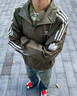 adidas情侣款复古风梭织立领夹克外套男女秋季阿迪达斯官方三叶草 岩层橄榄绿   L 实拍图