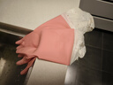 Titanfine添赞加长家务乳胶手套1副M码清洁洗衣家用耐磨防水套袖秋冬粉色 实拍图