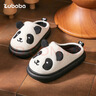 猪爸爸儿童棉麻拖鞋男童秋冬家居室内防滑女童中童卡通不闷脚棉拖鞋白18 实拍图