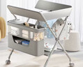 费林斯曼尿布台婴儿护理台婴幼儿抚触台新生儿换尿布多功能可折叠操作台 银河灰【龙骨骨架+双层储物+晾衣杆+小水盆】 宝宝换尿不湿护理台可移动 实拍图