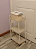 小推车置物架落地浴室移动零食卫生间多层卧室床头多层收纳储物架 小推车白色三层 实拍图