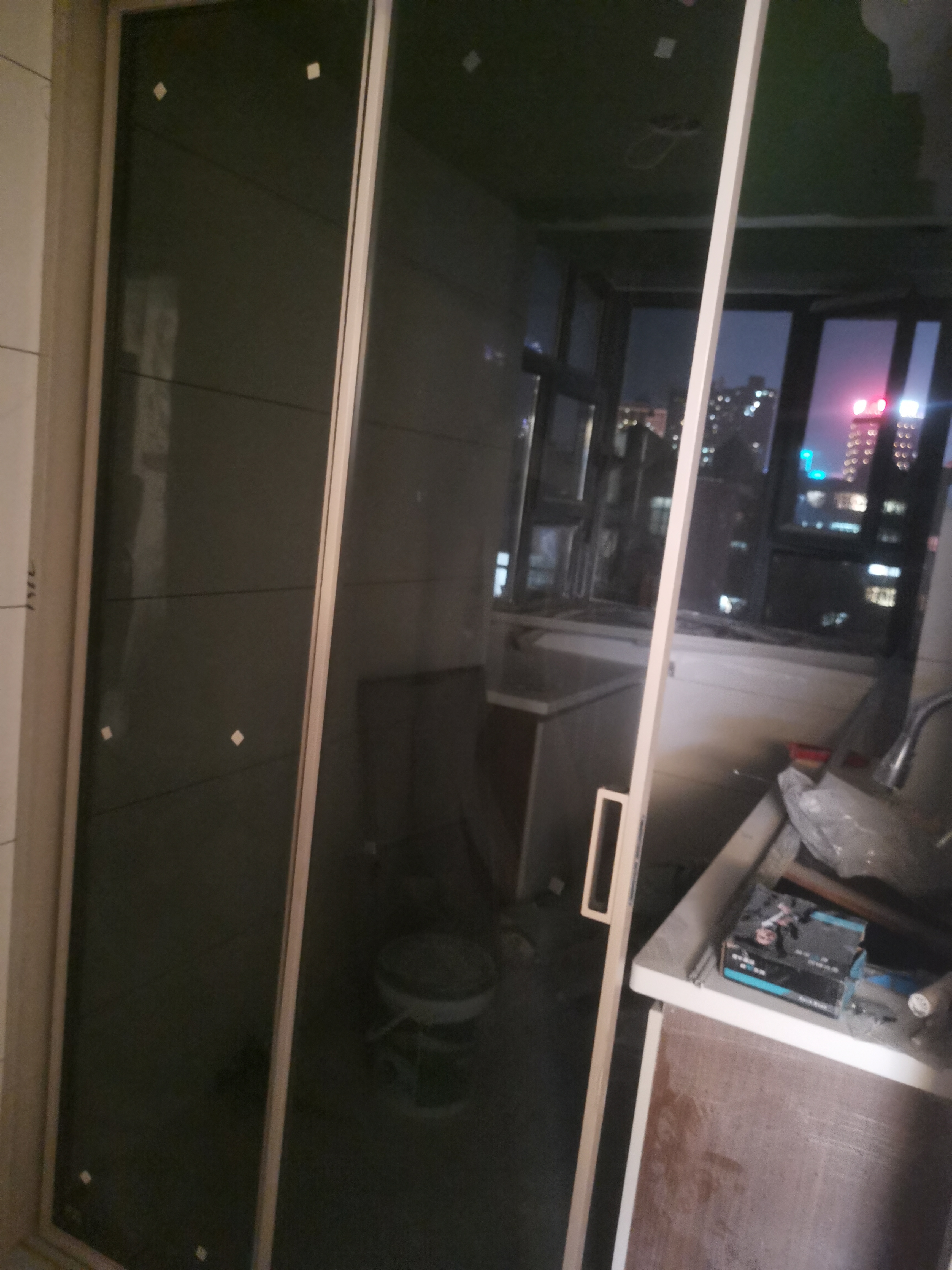 斯罗克卫生间门玻璃门厕所门极窄钛镁铝合金门厨房门浴室门室内平开门 双层灰油砂玻璃 极窄型材-单包边（边框可选 5色） 实拍图
