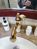BROWNWOOD欧式全铜单孔面盆水龙头冷热卫生间厕所洗脸洗手台面盆龙头仿古 21_金色黄玉旋转款(四个玉) 实拍图
