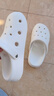 朴西沙滩休闲洞洞鞋女士EVA厚底增高情侣凉鞋男 奶油白 37-38  实拍图
