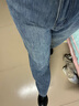 真维斯（Jeanswest）复古蓝阔腿牛仔裤女款秋冬新款高腰垂感直筒宽松小个子拖地裤子女 复古色长裤【加绒】 S 实拍图