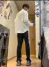 顶峰保罗（Dingfengbaoluo）休闲裤男春夏季宽松透气阔腿运动排扣直筒裤子2031K黑色L 实拍图