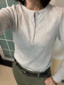 优衣库女装罗纹亨利领T恤/长袖修身短款内搭打底479591 487908 479591/02浅灰色 XL 实拍图