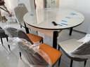尊木华馨餐桌 可伸缩岩板餐桌家用餐桌椅组合简约小户型实木餐桌吃饭桌子 黑+白框12mm亮光雪山白-小菠萝椅 1.35米 一桌六椅【升级四轨道】 实拍图