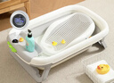 日康（rikang）婴儿洗澡盆 折叠盆宝宝无线感温洗浴盆带浴床+置物架X1045-3 灰色 实拍图