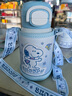史努比（SNOOPY）保温杯儿童大容量316L不锈钢吸管水壶幼儿园学生便携双饮喝水杯子 实拍图