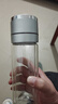 一键开盖双层玻璃杯泡茶水杯子男女办公车载便携茶水分离杯防爆 银色400ml 实拍图