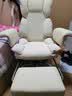 甄严选电脑椅电竞椅家用办公椅人体工学皮革老板椅直播转椅靠背可躺椅子 大满配-米白+乳胶+4级气杆+脚踏 实拍图