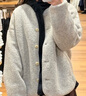 优衣库女装男装仿羊羔绒摇粒绒休闲开衫长袖宽松外套冬新款479616 02 浅灰色 M /160/84A 实拍图