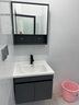 恋派浴室柜 陶瓷一体盆卫生间洗脸盆柜组合悬挂式洗漱台智能洗手盆柜 【普通镜柜】珠光灰+陶瓷盆 60cm 实拍图