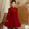 富罗迷女童连衣裙冬季加绒保暖新中式红色礼服裙儿童公主裙 红色 160cm  实拍图