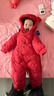 迷你巴拉（minibala）【三防】巴拉羽绒连体衣婴儿衣服宝宝萌趣爬服加厚2025新款 中国红60611-红色小熊 【毛绒帽子更柔软】 80 cm 【充绒量70.9g】 实拍图