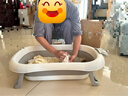 iuu婴儿洗澡盆 可折叠宝宝浴盆大号 洗澡神器躺托浴架新生儿童用品 【北欧灰】+调节感温浴架+脸盆*3 材质：FAD食品级材质检测认证 实拍图