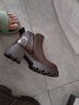 达芙妮英伦风小短靴女高跟加绒厚底粗跟女靴马丁靴4623607022 卡其色 34 实拍图