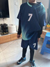 NIUKAILE儿童速干运动套装紧身衣训练服健身裤足球篮球跑步打底薄款男女童 黑线两件套【高弹训练速干】 130 实拍图