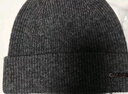 CACUSS纯羊毛毛线帽子男士秋冬加厚保暖护耳帽大头围套头针织帽黑深灰 实拍图