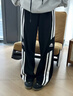 卡帕（Kappa）背靠背运动裤女士2025新款休闲条纹阔腿针织直筒裤子男K0F32AK05D 黑色-990A 秋冬款 L 实拍图