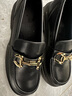 ZHR乐福鞋女冬软底百搭加绒小皮鞋女英伦风粗跟女鞋 FTEP06A 黑色 38 实拍图