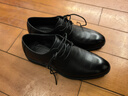 千百度经典商务男鞋休闲皮鞋正装德比鞋西装婚鞋 黑色 （加绒） 40 实拍图