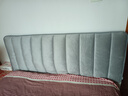 新款绒料加厚夹棉床头靠垫现代简约床头罩纯色绗缝布艺床头套全包 荷兰绒【线条款-浅灰】特厚夹棉 适用床头长2.0米【高度65cm内】 实拍图