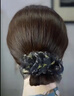 高级感印花雪纺皱抓夹女大号2025年新款发夹后脑勺盘发鲨鱼夹发饰 黑色丸子夹【8cm】2个 实拍图