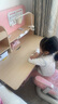 读书郎儿童学习书桌椅套装多功能可升降中小学生桌椅子写字家用课桌 1米楹木桌+加高书架+追背椅 粉 实拍图