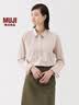 MUJI女式水洗平纹衬衫领长袖衬衫衬衣内搭女装冬季外搭薄款外套 粉红色条纹 L （165/88A） 实拍图