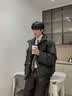 布须曼PU皮立领棉服男冬季2025新款美式短款棉衣外套男高级感棉袄面包服 M90黑色 XL 实拍图