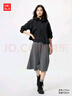 优衣库女装绒面针织喇叭中裙/半身裙裙子481434 08 深灰色 M /160/68A 实拍图