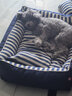 主子家 狗窝猫窝 小型中型犬泰迪狗床狗垫子 四季防水可拆洗车载宠物窝 海军条纹-深蓝 M（ 58*45*20）15内斤宠物 实拍图
