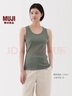 MUJI女式 弹力罗纹编织背心 上衣内搭打底 25年夏季女装 BB2ROA5S 烟熏绿色 M (160/84A) 实拍图