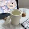 叁旬星屿泡茶杯家用陶瓷茶水分离创意个人专用办公室高颜值咖啡杯 星屿泡茶杯【奶油黄】 实拍图