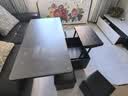 欧乐派 OLPAI多功能升降折叠茶几餐桌两用一体式家用小户型可移动创意客厅 120*60【新马萨黑+4储物凳】升级-奢石工艺+欧松 实拍图