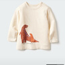 优衣库婴幼儿宝宝圆领T恤/长袖恐龙印花图案479658 01 乳白色 100 实拍图