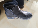 红蜻蜓短靴女加绒保暖时装靴子女粗跟牛皮靴女士中跟女棉靴 WTC434351C 实拍图