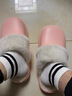 朴西冬季防水可拆卸棉拖鞋女士保暖室内厚底防滑可外穿 浅粉 38-39 实拍图