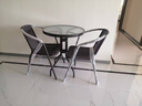 户外阳台小桌椅三件套休闲茶桌椅户外桌椅露天庭院室外折叠 60CM水纹钢化玻璃组装圆桌+2艾菲椅 实拍图