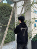 真维斯卫衣男春秋款2025新款潮牌男士连帽外套加绒加厚宽松大码学生上衣  黑色(运动柒胸标_大背标) XL (180) (不起球不掉色) 实拍图