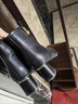 达芙妮高跟鞋女法式粗跟短靴增高显瘦皮靴女4622607023 黑色（单里） 38 实拍图
