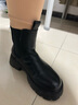 卓诗尼短靴女2025年秋冬季新款英伦风马丁靴女加绒烟筒靴女鞋切尔西靴子 黑色（商场同款绒里-升级山茶花扣饰） 37 实拍图